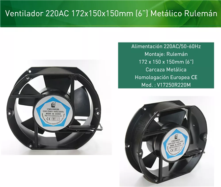 Turbina Cooler Metalico Ruleman 172x150mm 6pulg 220v